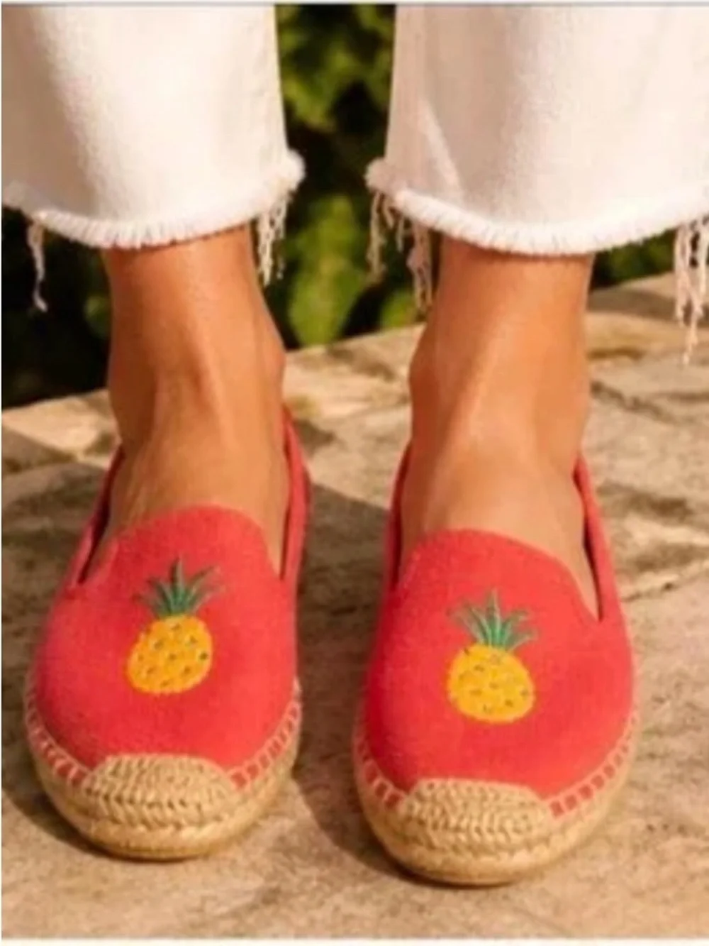Soludos Pineapple Smoking Slipper Espadrilles Size 9 Pink Yellow